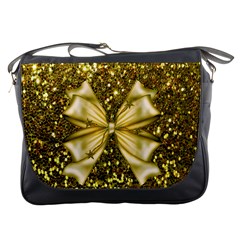 Golden Sequins And Bow Messenger Bag