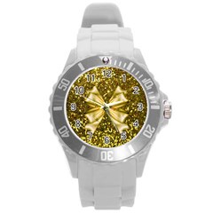 Golden Sequins And Bow Plastic Sport Watch (large)