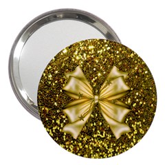 Golden Sequins And Bow 3  Handbag Mirror