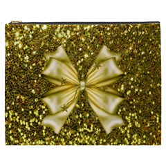 Golden Sequins And Bow Cosmetic Bag (xxxl) by ElenaIndolfiStyle