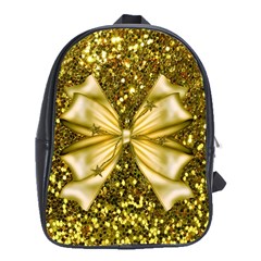 Golden Sequins And Bow School Bag (xl)