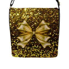 Golden Sequins And Bow Flap Closure Messenger Bag (large) by ElenaIndolfiStyle