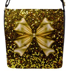 Golden Sequins And Bow Flap Closure Messenger Bag (small)