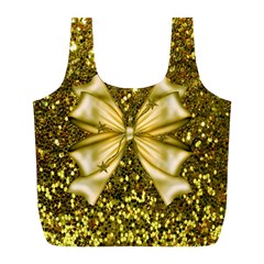 Golden Sequins And Bow Reusable Bag (l)