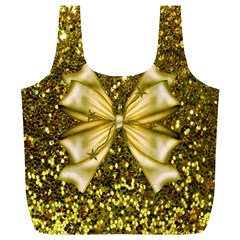 Golden Sequins And Bow Reusable Bag (xl)