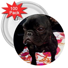 French Bulldog Sitting 3  Button (100 Pack)