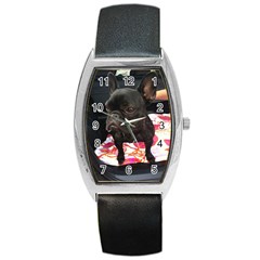 French Bulldog Sitting Tonneau Leather Watch by StuffOrSomething