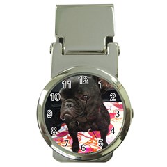 French Bulldog Sitting Money Clip With Watch