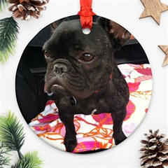 French Bulldog Sitting Round Ornament (two Sides) by StuffOrSomething