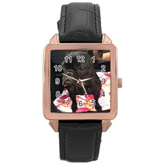 French Bulldog Sitting Rose Gold Leather Watch  by StuffOrSomething