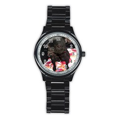 French Bulldog Sitting Sport Metal Watch (black) by StuffOrSomething