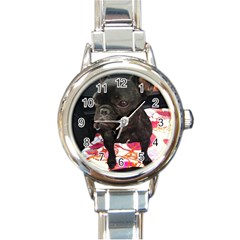 French Bulldog Sitting Round Italian Charm Watch by StuffOrSomething