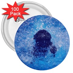 French Bulldog Swimming 3  Button (100 Pack)