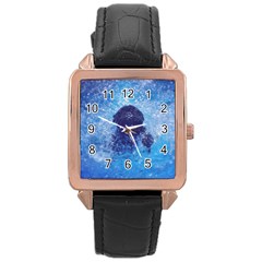 French Bulldog Swimming Rose Gold Leather Watch 