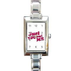 Just You And Me Typographic Statement Design Rectangular Italian Charm Watch by dflcprints