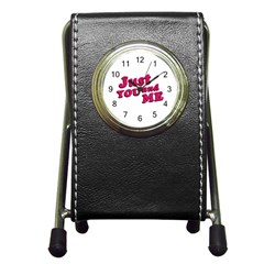 Just You And Me Typographic Statement Design Stationery Holder Clock by dflcprints