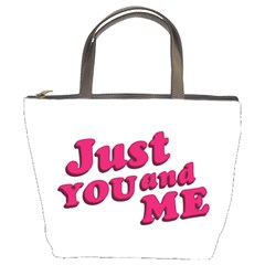 Just You And Me Typographic Statement Design Bucket Handbag