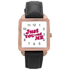 Just You And Me Typographic Statement Design Rose Gold Leather Watch  by dflcprints