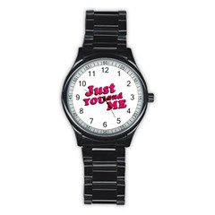 Just You And Me Typographic Statement Design Sport Metal Watch (black)