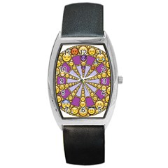 Circle Of Emotions Tonneau Leather Watch by FunWithFibro