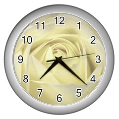  Cream Rose Wall Clock (silver) by Colorfulart23