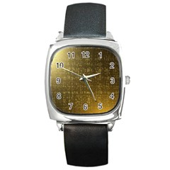 Gold Square Leather Watch by Colorfulart23