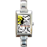 Happy Halloween Collage Rectangular Italian Charm Watch Front