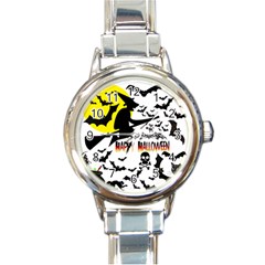 Happy Halloween Collage Round Italian Charm Watch by StuffOrSomething