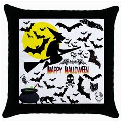 Happy Halloween Collage Black Throw Pillow Case by StuffOrSomething