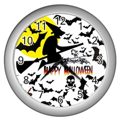 Happy Halloween Collage Wall Clock (silver) by StuffOrSomething