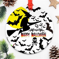 Happy Halloween Collage Round Ornament (two Sides)