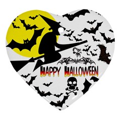 Happy Halloween Collage Heart Ornament (two Sides)