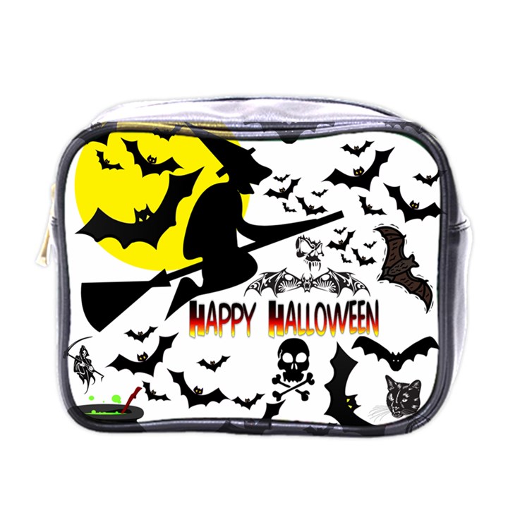 Happy Halloween Collage Mini Travel Toiletry Bag (One Side)