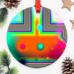 Crossroads Of Awakening, Abstract Rainbow Doorway  Round Ornament by DianeClancy