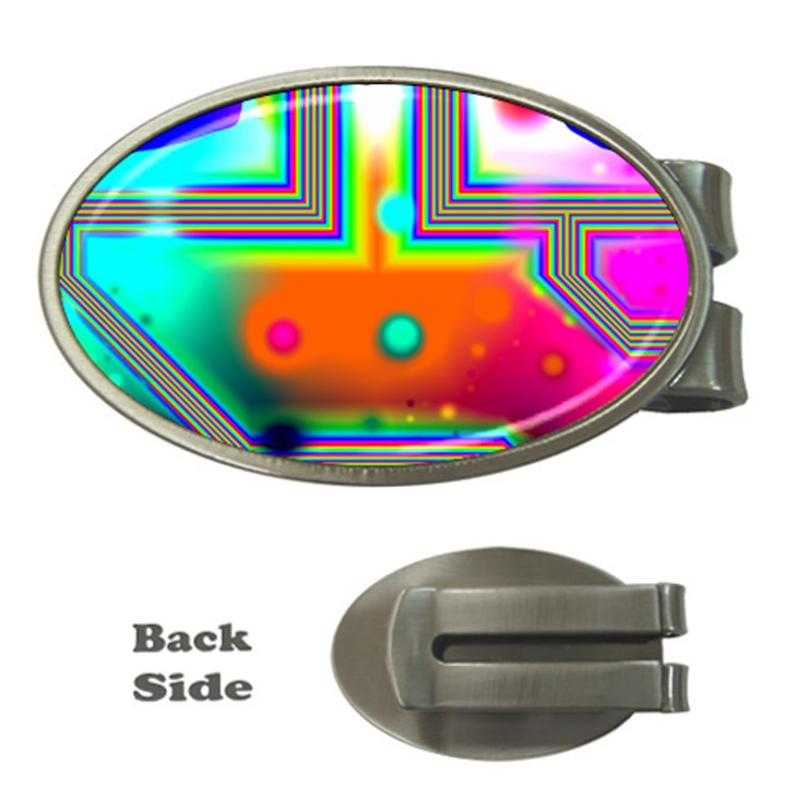 Crossroads Of Awakening, Abstract Rainbow Doorway  Money Clip (Oval)