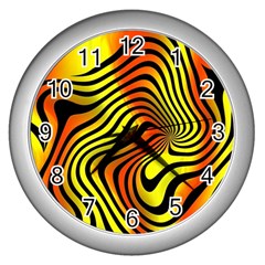 Colored Zebra Wall Clock (silver) by Colorfulart23