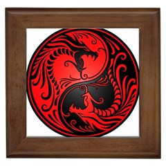 Yin Yang Dragons Red And Black Framed Ceramic Tile