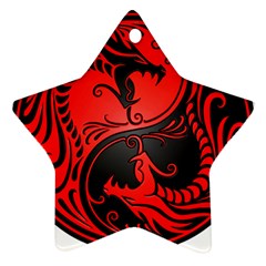 Yin Yang Dragons Red And Black Star Ornament by JeffBartels