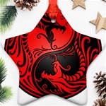 Yin Yang Dragons Red and Black Star Ornament Front