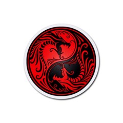 Yin Yang Dragons Red And Black Drink Coasters 4 Pack (round) by JeffBartels