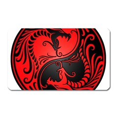 Yin Yang Dragons Red And Black Magnet (rectangular) by JeffBartels