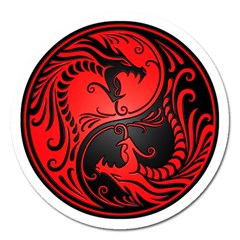 Yin Yang Dragons Red And Black Magnet 5  (round) by JeffBartels