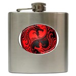 Yin Yang Dragons Red and Black Hip Flask Front