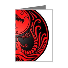 Yin Yang Dragons Red And Black Mini Greeting Card by JeffBartels