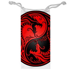 Yin Yang Dragons Red And Black Jewelry Bag