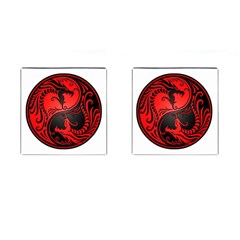 Yin Yang Dragons Red And Black Cufflinks (square) by JeffBartels