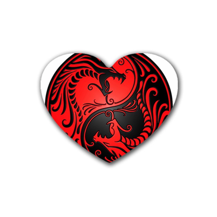 Yin Yang Dragons Red and Black Drink Coasters (Heart)