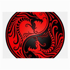 Yin Yang Dragons Red And Black Glasses Cloth (large, Two Sided)