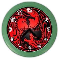 Yin Yang Dragons Red And Black Wall Clock (color)