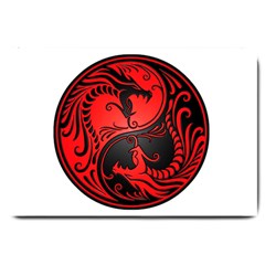 Yin Yang Dragons Red And Black Large Door Mat by JeffBartels